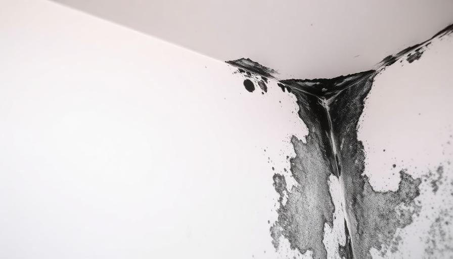 Moisissures noires dans un angle de mur après un dégât des eaux