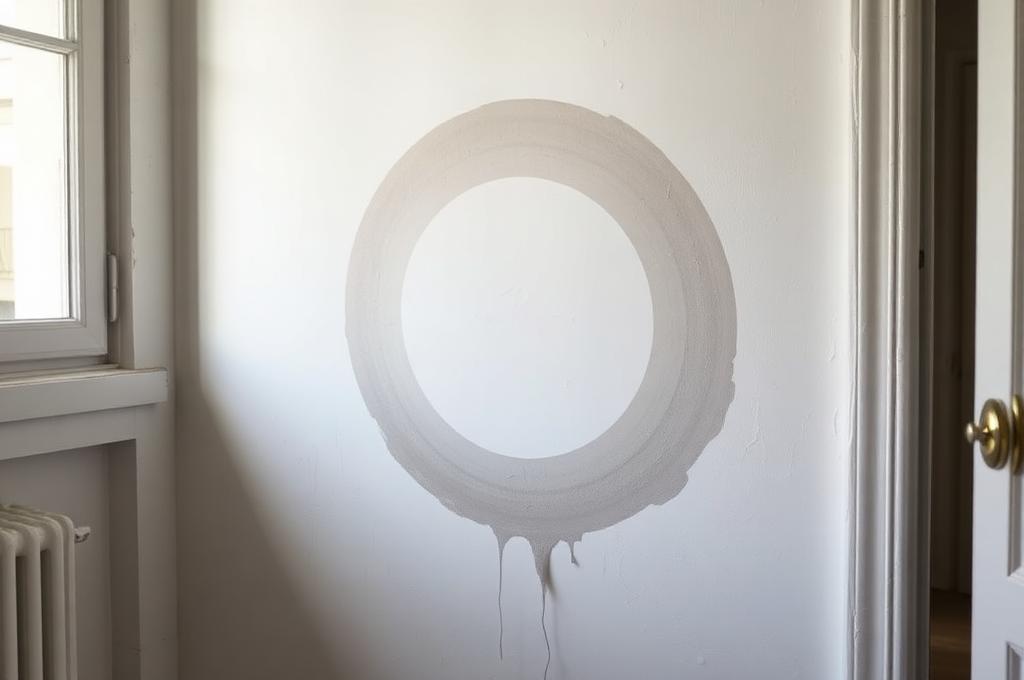 Auréole d'humidité brune sur un mur intérieur causée par une infiltration d'eau par la façade