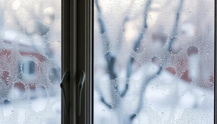 Condensation sur une fenêtre liée à un défaut de ventilation