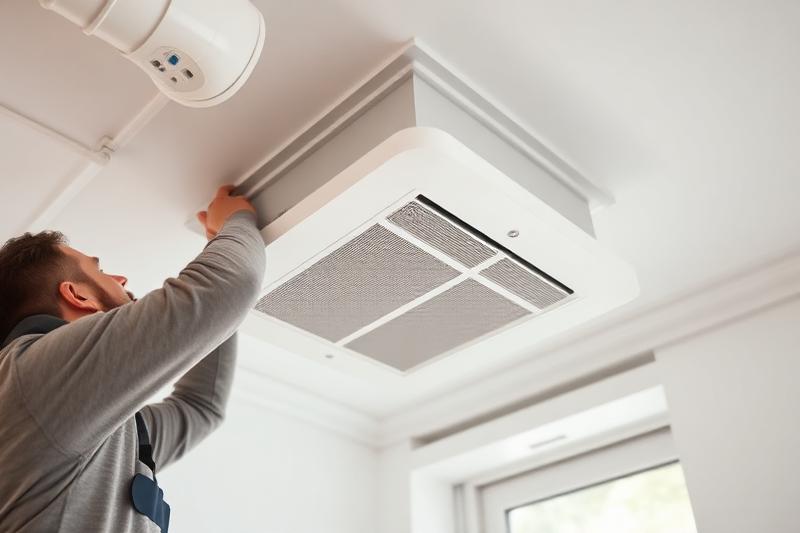 Installation d'une VMC par un professionnel pour éliminer l'humidité responsable des murs moisis