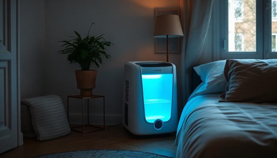 Déshumidificateur dans une chambre à coucher pour réduire l'humidité ambiante