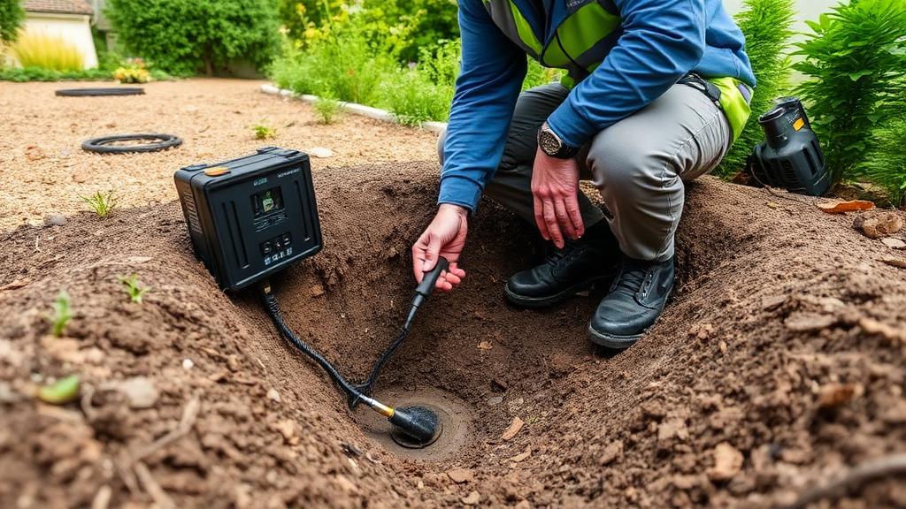 Professionnel utilisant un équipement de détection acoustique pour localiser une fuite dans un mur