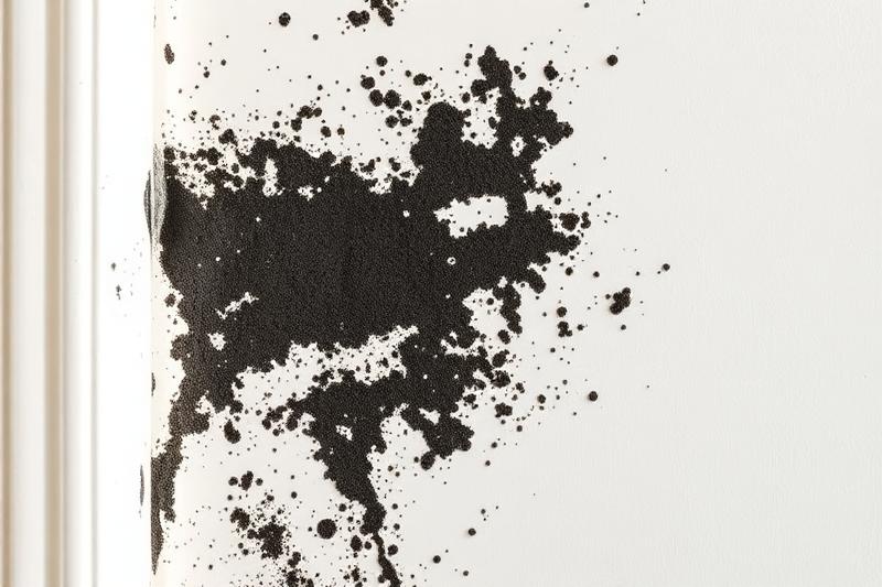 Moisissures noires sur un mur intérieur, taches caractéristiques d'un problème d'humidité
