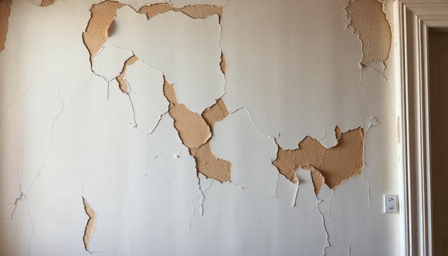 Mur endommagé par l'eau avec peinture qui se décolle après un dégât des eaux