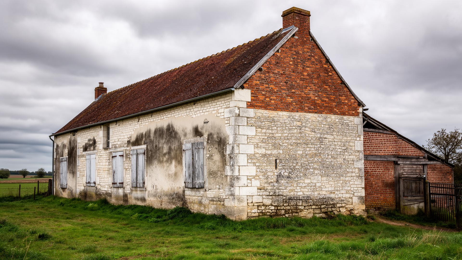 Maisons traditionnelles de l'Oise avec façades en pierre et briques