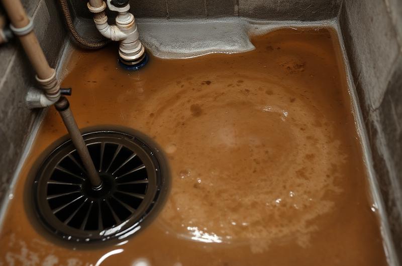 Refoulement d'eaux usées par un siphon de sol dans un sous-sol, situation d'urgence nécessitant un dégorgement immédiat