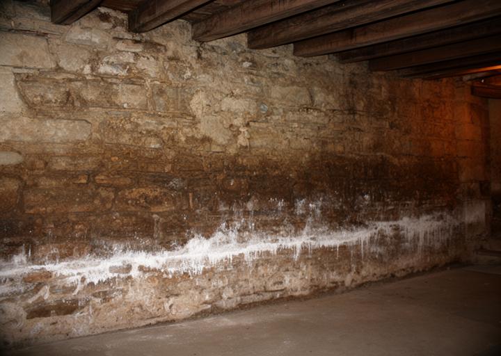 Remontées capillaires sur un mur en pierre